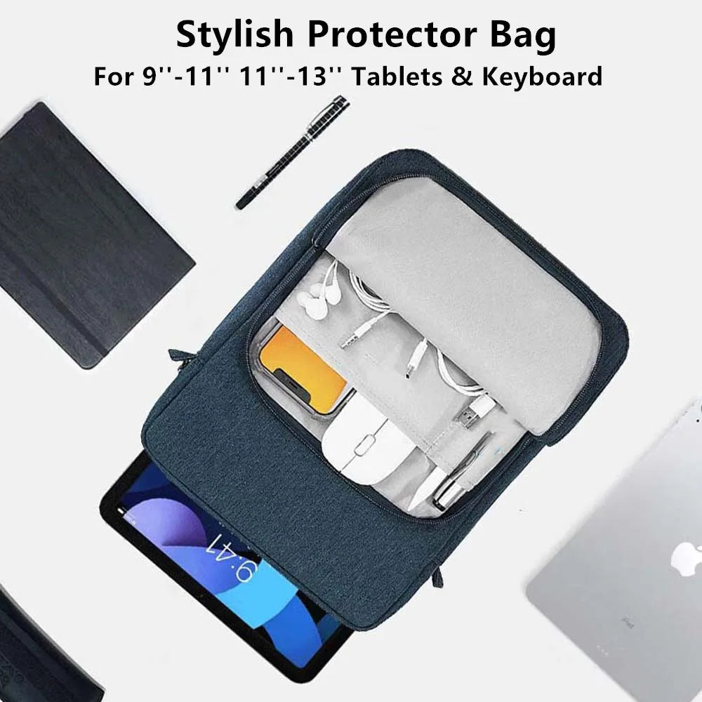 Tablet Bag For iPad Pro 12.9 iPad Air 11 13 2024 Pouch Case For iPad 7 8 9 10th Generation Air 5 4 3 Portable Sleeve Tablet Bag