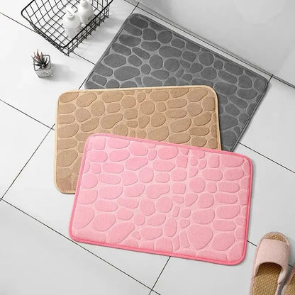 1pc embossed fiber anti slip pebble floor mat