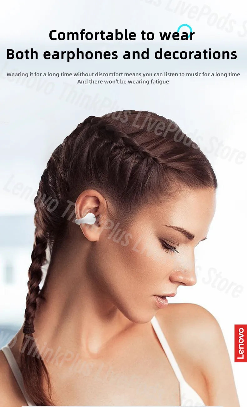 Lenovo XT83II Wireless Headphones Bluetooth 5.3 Earphones Earclip Design Touch Control HD Call with Mics Earbuds Sports Headset