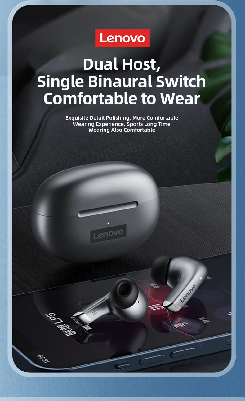 Original Lenovo LP5 TWS Wireless Bluetooth Earphone Long Battery Life Sports Headphone Dual Mode Gaming HD Call Headset With Mic