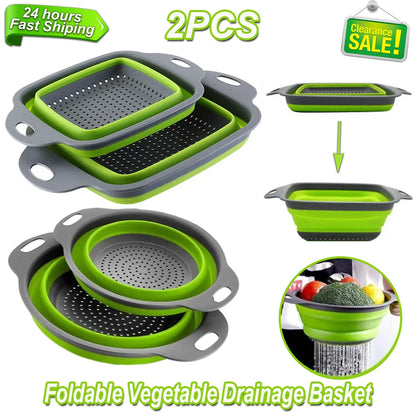 2PCS Silicone Folding Drainer Basket