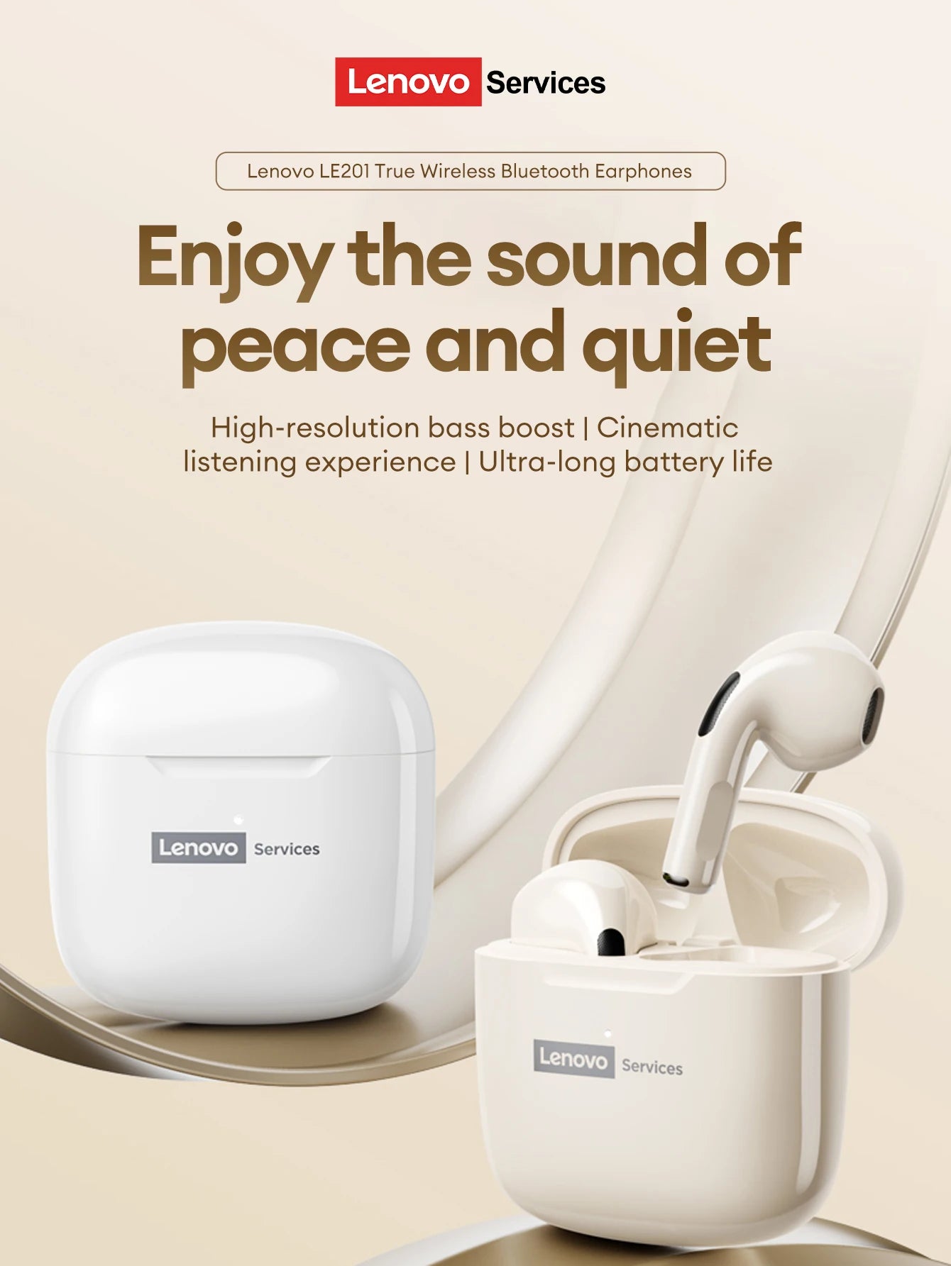 New Lenovo LE201 TWS Bluetooth 6.0 Earbuds ENC Call Noise Cancellation Ultra Long Latency Headphones Surround Sound Earphones