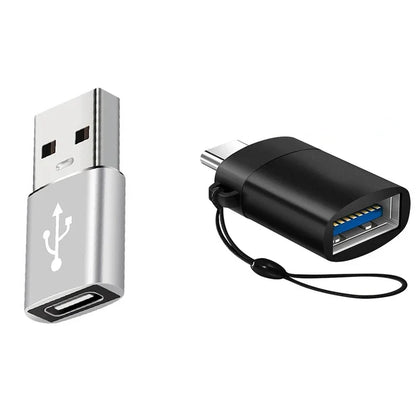 2PCS - USB 3.0 To Type C OTG Charger Adapter Connector and Type-C to USB Male