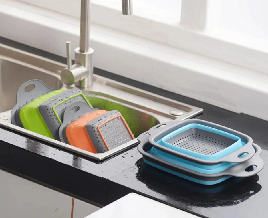 2PCS Silicone Folding Drainer Basket