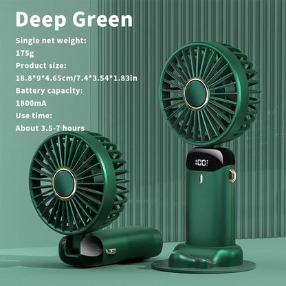 Foldable Portable Desk/Neck Hanging 5 Speed USB Rechargeable Fan