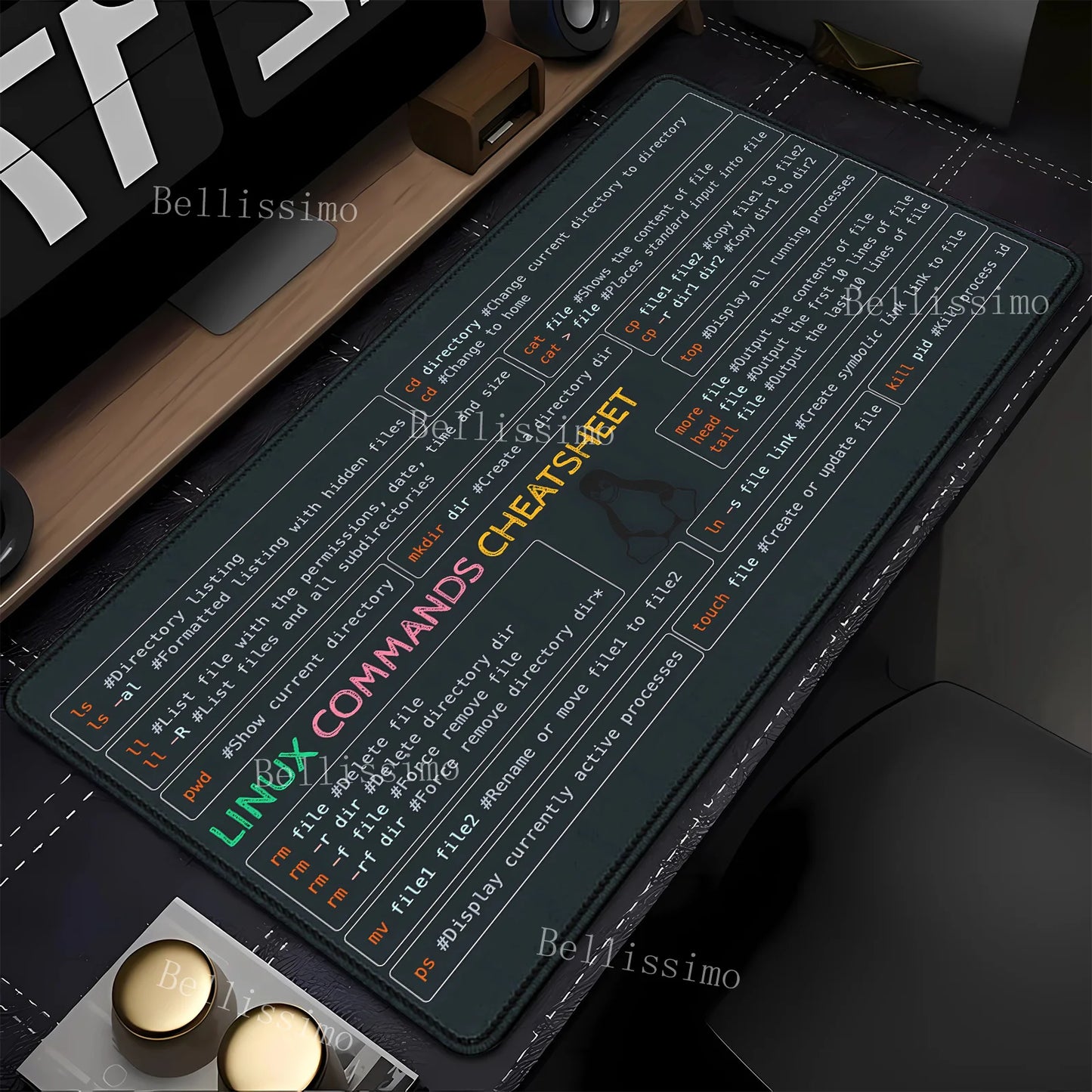 Linux Commands Line teclado mouse pad Large mousepad Shortcuts for Red Hat Ubuntu OpenSUSE Arch Debian Unix Programmer Desk Mat