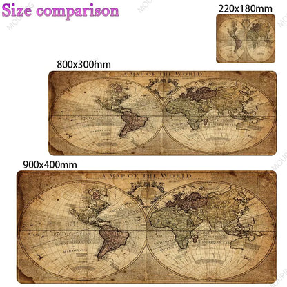 Vintage Map Deskmat,OLD MAP of The World Gaming Mouse Pad Laptop Office Home Mousepad Gamer Keyboard Carpet Computers Mouse Mats