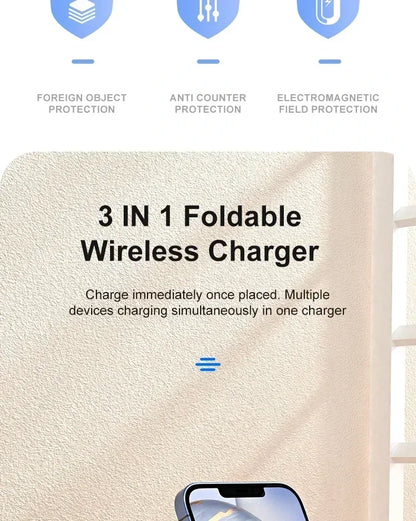 30W Fast Charging Dock Station 3 in 1 Foldable Wireless Charger Stand For iPhone 16 15 14 13 12 11 iWatch 8 7 6 Airpods Pro