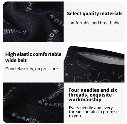 4 Pack men's fashion printed underwear for leisure and comfort, plus size underwear for teenagers, swimming trunks max 5XL.6XL