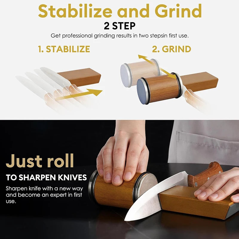 Rolling Knife Sharpener Magnetic Knife Holder Diamond Sharpening Stone Kit