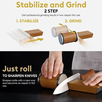 Rolling Knife Sharpener Magnetic Knife Holder Diamond Sharpening Stone Kit