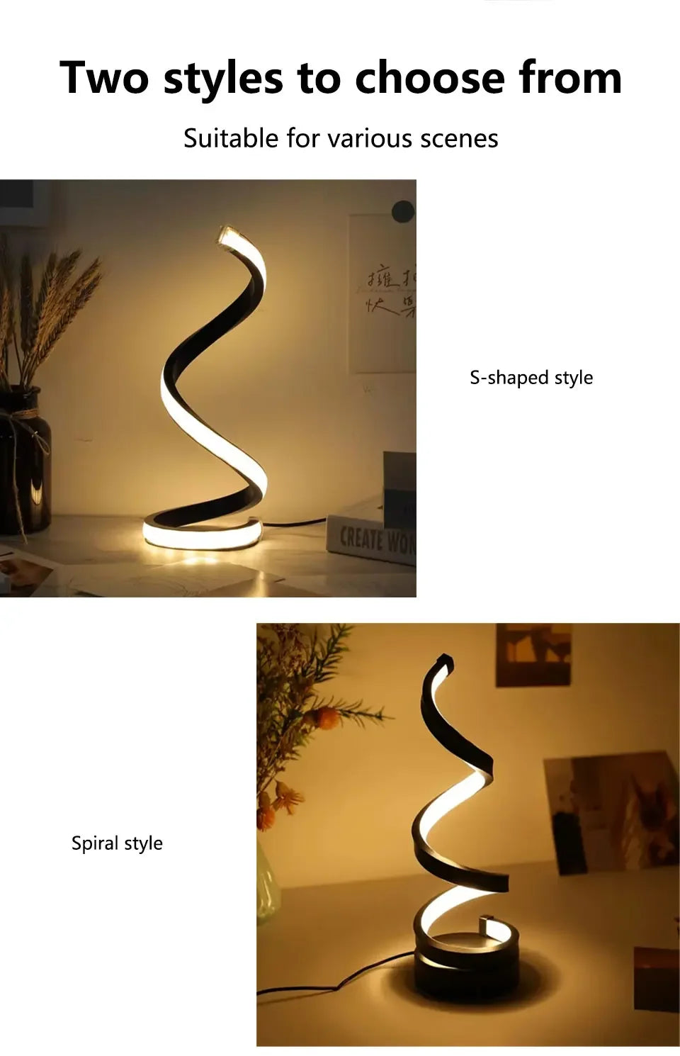 Modern LED Spiral Table Lamp