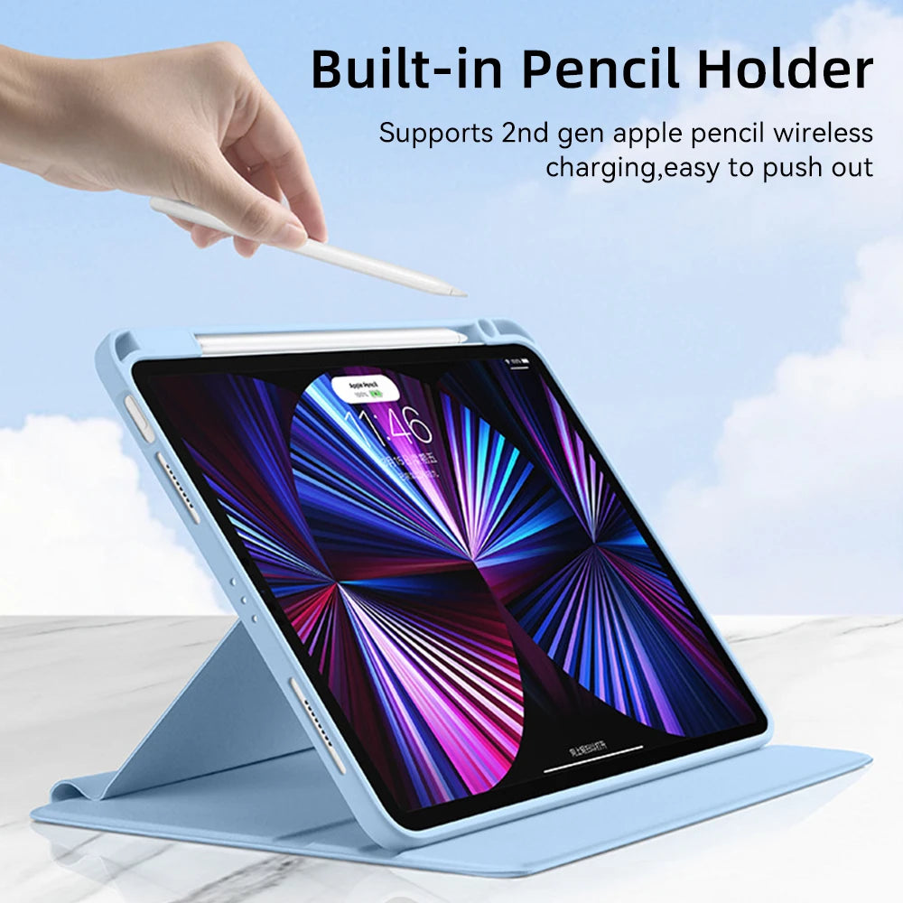 360° Rotation iPad Case for 2024 Air 11 13 M2 Pro 11 13 M4 Air 4 5 10.9  iPad 7/8/9/10th Generation Mini 6 Tablet Stand Cover