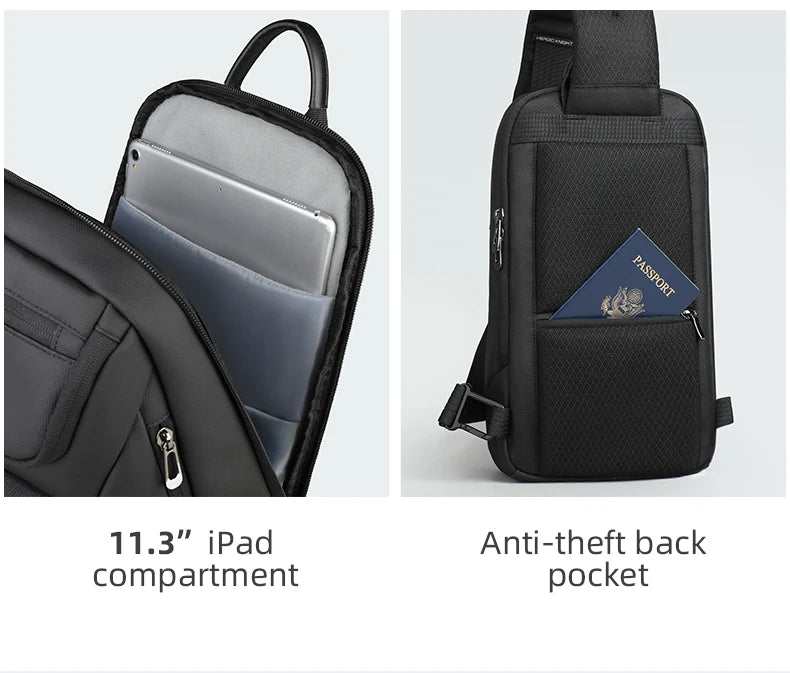 HK Business Crossbody Bag For Men Portable Shoulder Messenger Bags Male Waterproof Travel Short Trip Chest Bag For 11 Inch iPad