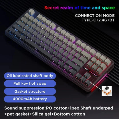 AULA F87 Pro - Wireless Mechanical Keyboard - Silent Keys