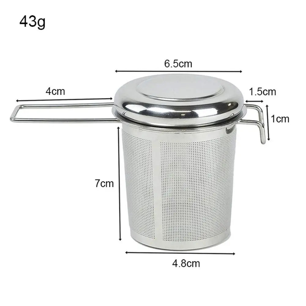304 Stainless Steel Tea Drain with Lid Tea Strainer Collapsible Double Handle Tea Strainer with Lid Tea Brewer