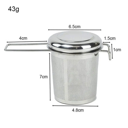 304 Stainless Steel Tea Drain with Lid Tea Strainer Collapsible Double Handle Tea Strainer with Lid Tea Brewer