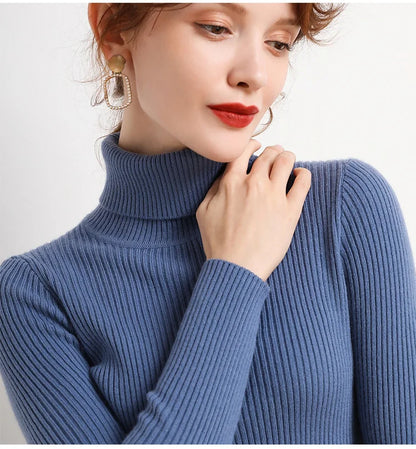 Women Fall Turtleneck Sweater Knitted Soft Pullovers Cashmere Jumpers Basic Soft Sweaters For Women 2025 Autumn Winter