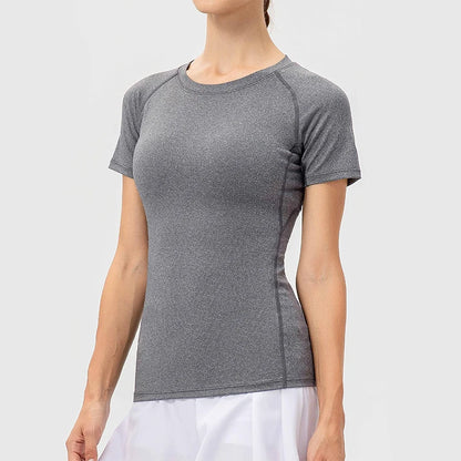 Women's Compression Shirt Short Sleeve Athletic Yoga Running T-Shirt Summer Gym Workout Quick Dry Stretchy Tees Tops Baselayer
