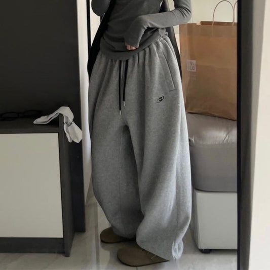 American Winter Fleece-lined Snow Heavy Loose Leggings Mop Lazy Sports Pants