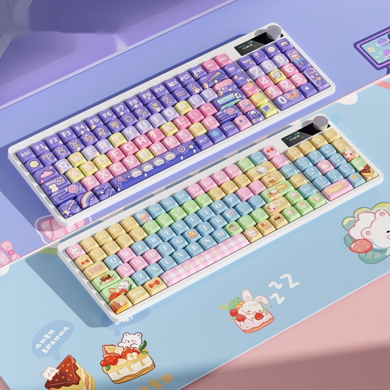 Mechanical Keyboard Black Iron Cow Full Key No Punching Three-mode RGB ...
