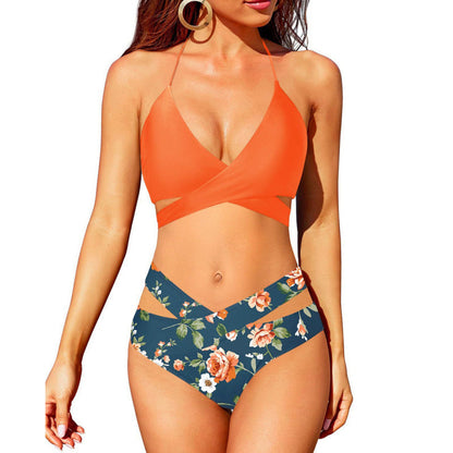 European And American New Women's Split Swimsuit High Waist Bikini