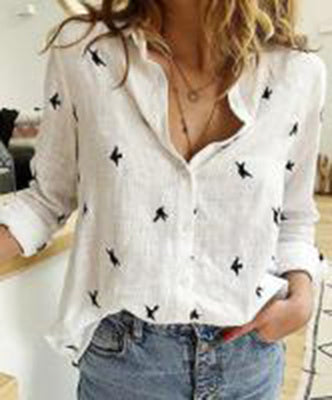 Lapel Long Sleeve Shirt Fashion Solid Color Button Top Women's Clothing