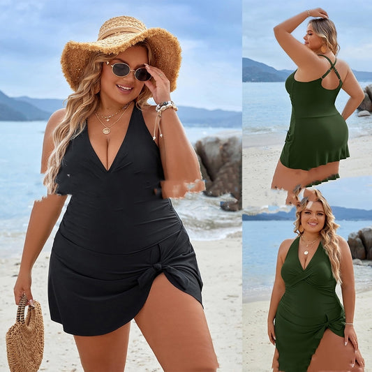 Plus Size Fat Woman Skirt One-piece Swimsuit