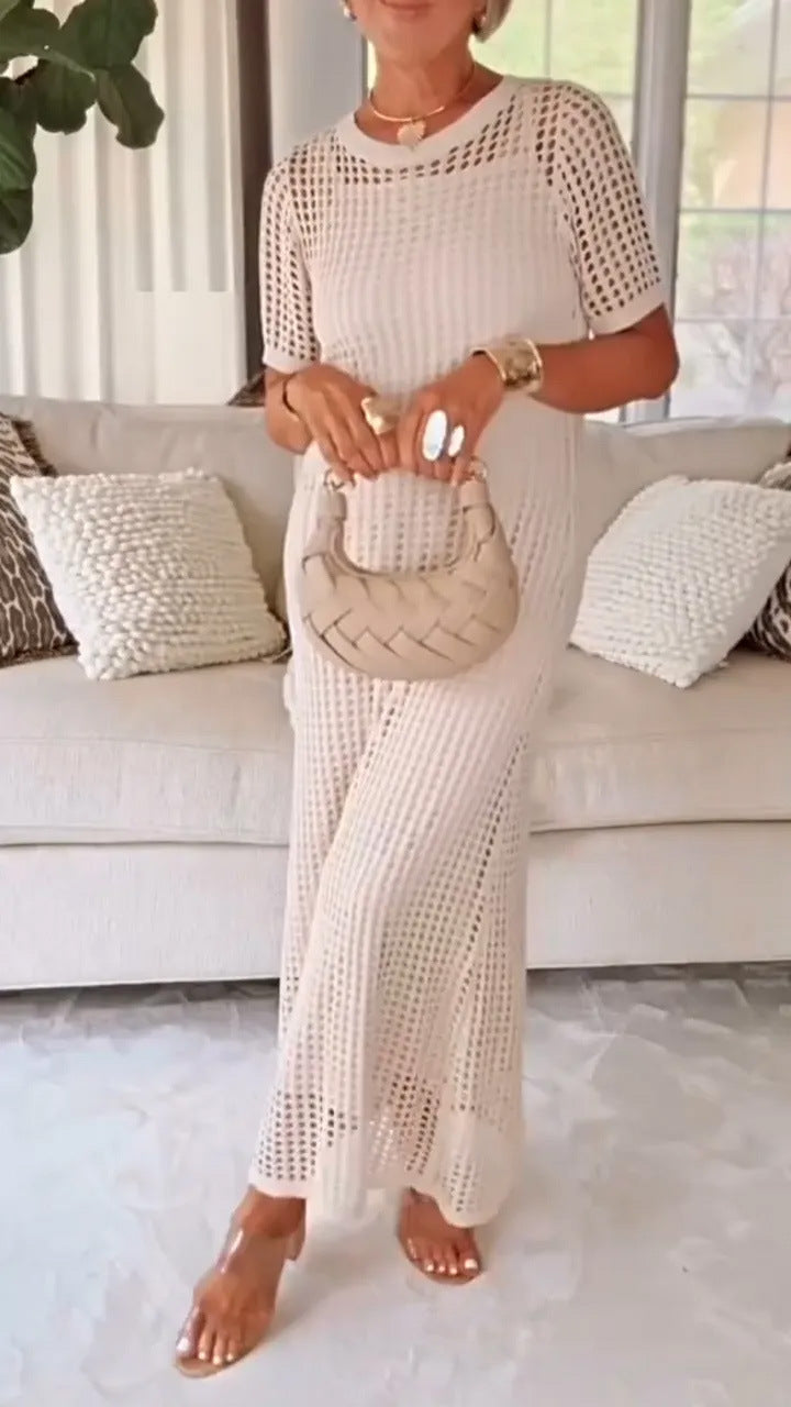 Round Neck Hollow Out 2-piece Set Dress