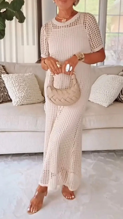 Round Neck Hollow Out 2-piece Set Dress