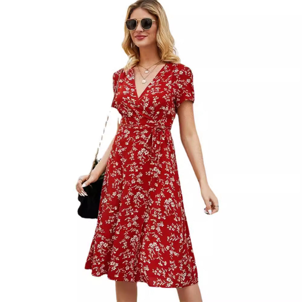 European And American Style Dress Vacation Style Ins Retro Dress Small Floral
