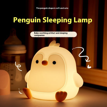Baby Penguin Small Night Bedroom Bedside Silicone Pat Lamp