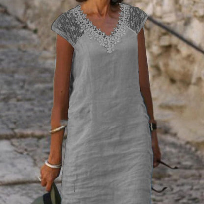 Straight With Elegant Waist V-neck Dress