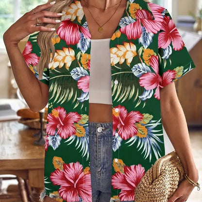 Casual Wild Plant Pattern Women's Short-sleeved Shirt