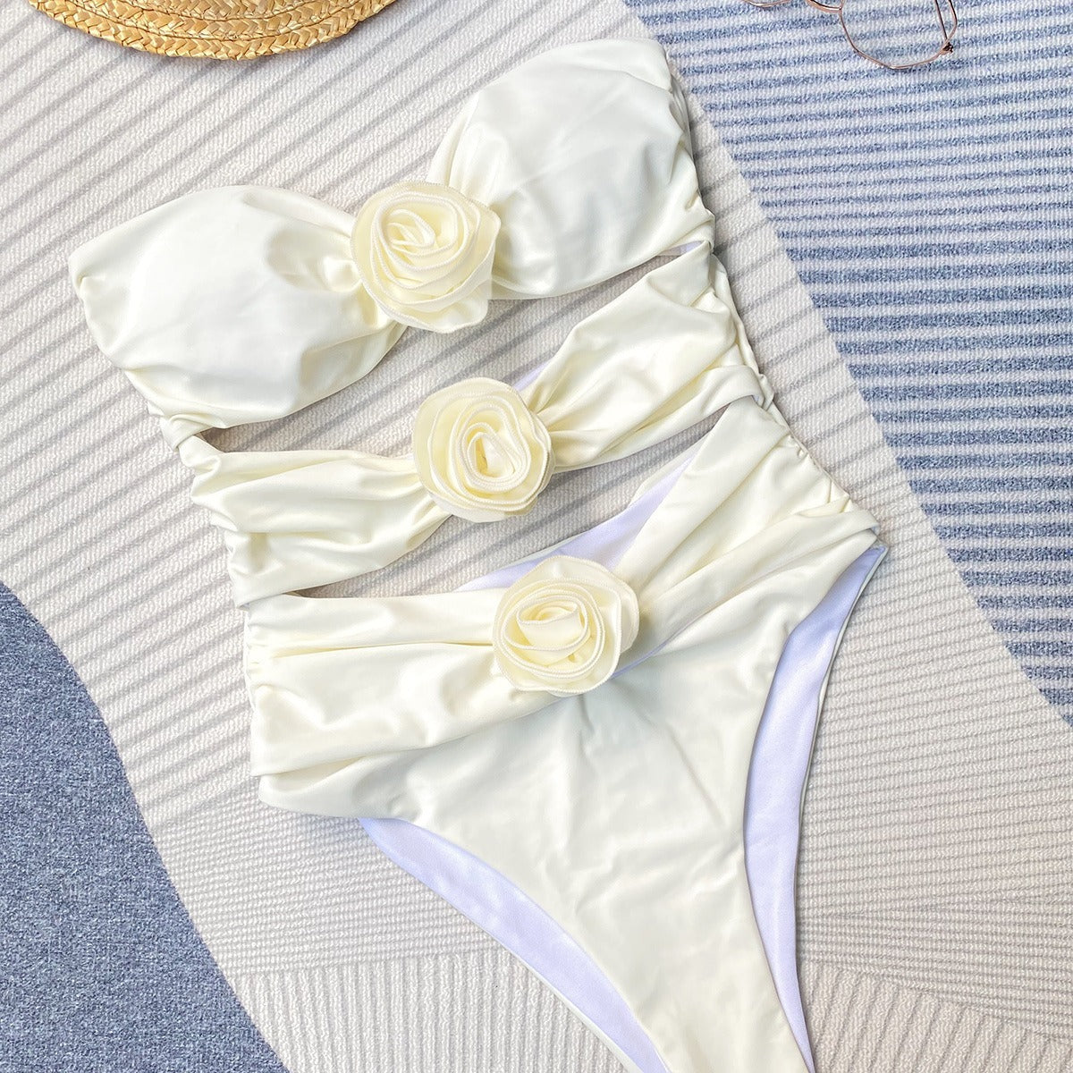 3D Flower Bikini Three-piece Set