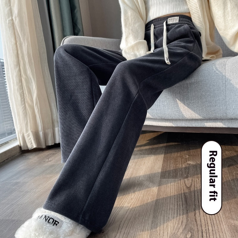 Chenille Fleece-lined Thickening Wide Leg Pants Women's Autumn And Winter