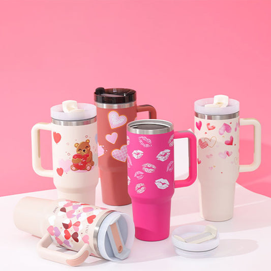 40 Oz Tumbler With Handle Straw, Insulated, and Stainless Steel