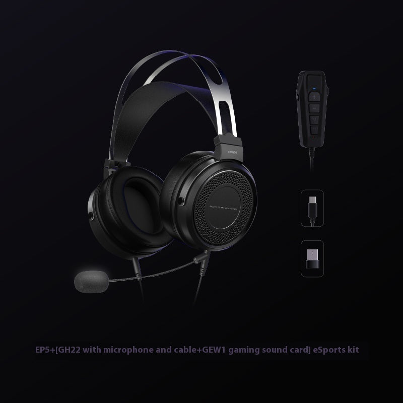 Headset Large Moving Coil Closed HiFi E-sports Games Wired Headset