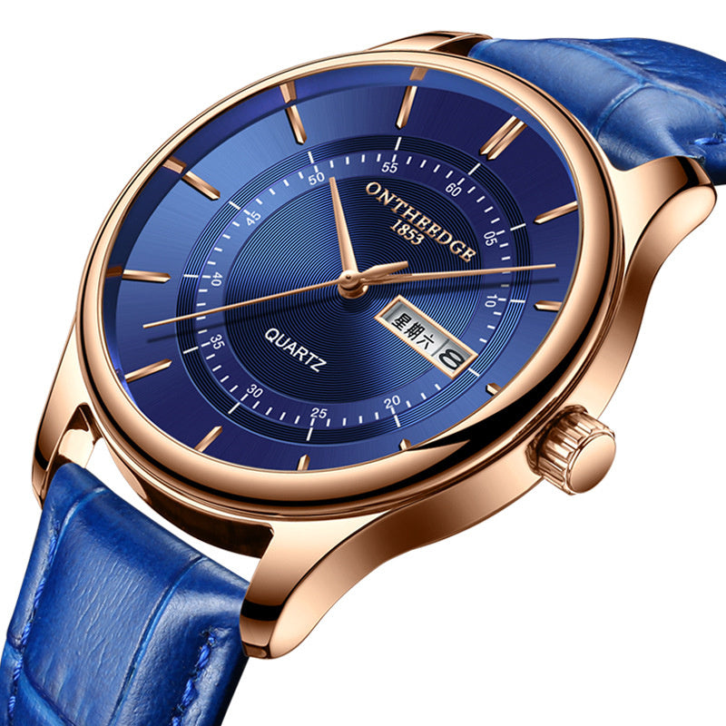 Round Waterproof Belt Quartz Watch