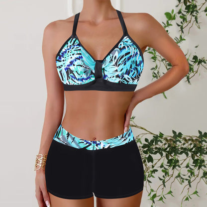 Boxer Conservative Jiyang Sexy Halter Slimming Printed Women's Bikini