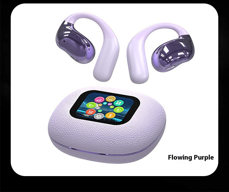 Open Leather Texture Black And White Bluetooth Headset