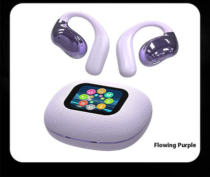 Open Leather Texture Black And White Bluetooth Headset