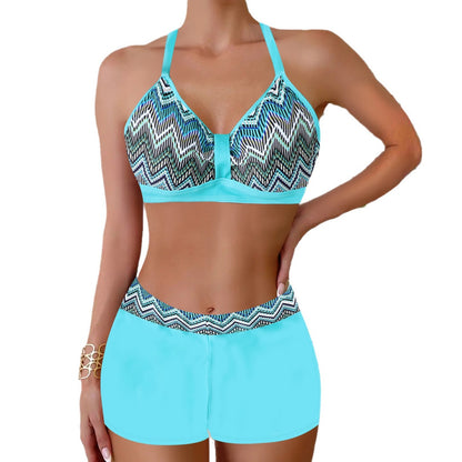 Boxer Conservative Jiyang Sexy Halter Slimming Printed Women's Bikini