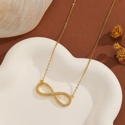 1pcs Simple Exquisite Inlaid Sparkling Diamond Symbol 8,Letter Love Pendant Necklace, Suitable For Women's Daily Wear, A Holiday Gift For Wives And Mothers