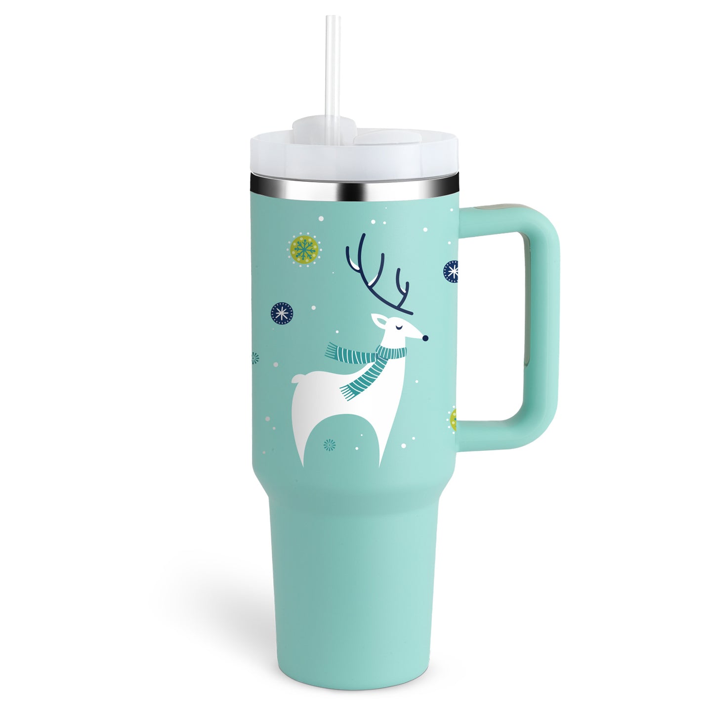 40 Oz Tumbler With Handle Straw, Insulated, and Stainless Steel