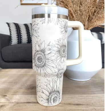 40 Oz Tumbler With Handle Straw, Insulated, and Stainless Steel