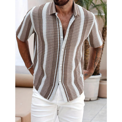 Men's Casual Slim Beach 3D Printed Short Sleeve Shirt