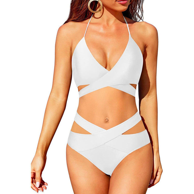 European And American New Women's Split Swimsuit High Waist Bikini