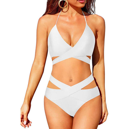 European And American New Women's Split Swimsuit High Waist Bikini