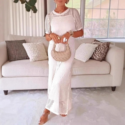 Round Neck Hollow Out 2-piece Set Dress